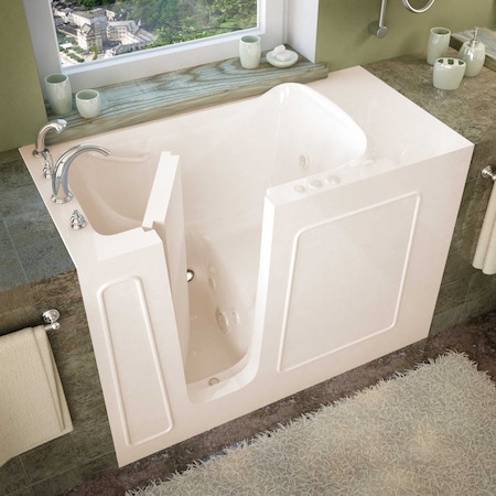 Meditub MediTub Walk-In 26 x 53 Left Drain Biscuit Whirlpool Walk-In Bathtub 2653LBH